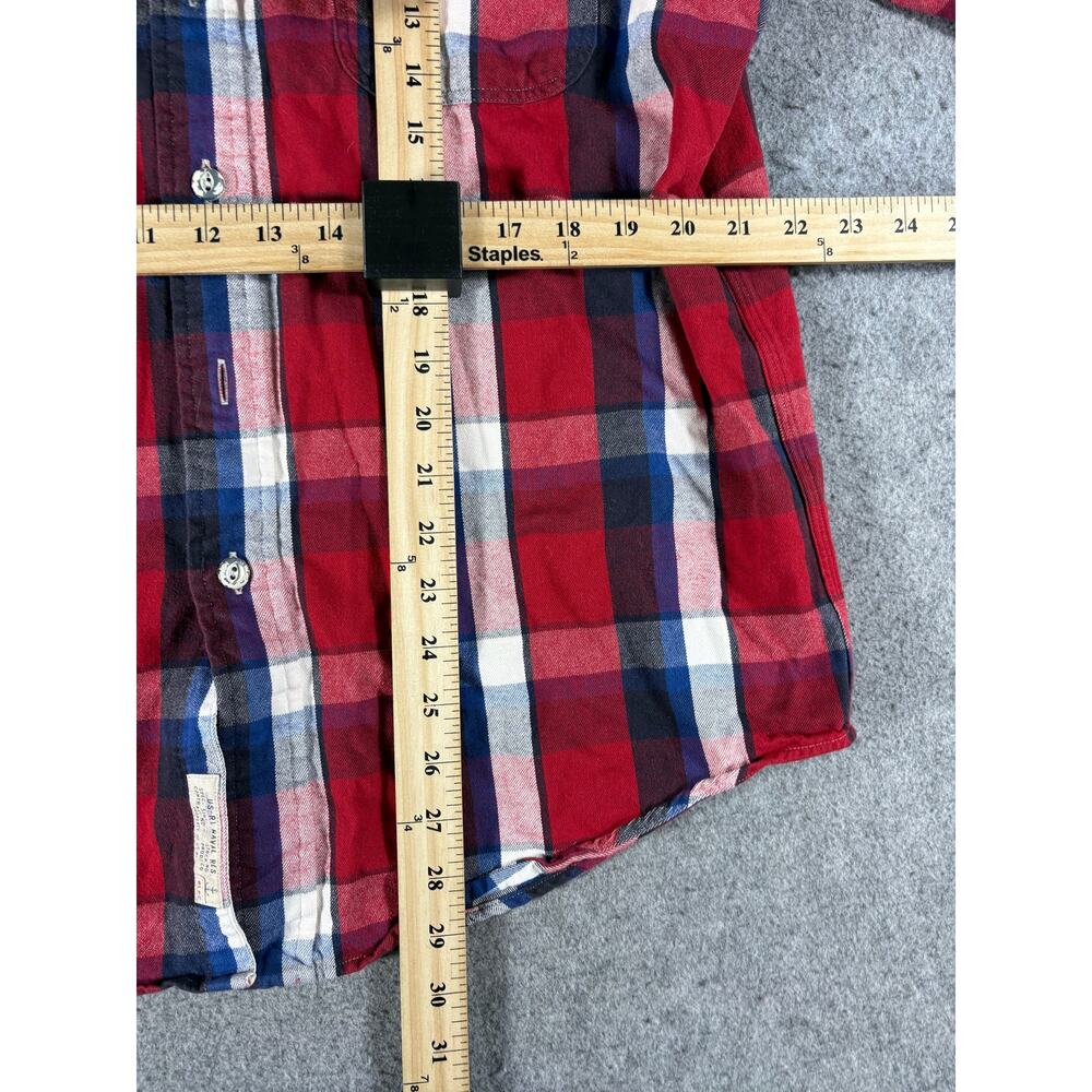 Polo Ralph Lauren Plaid Flannel Shirt Mens Large Red Blue Utility Button Up - Picture 3 of 6